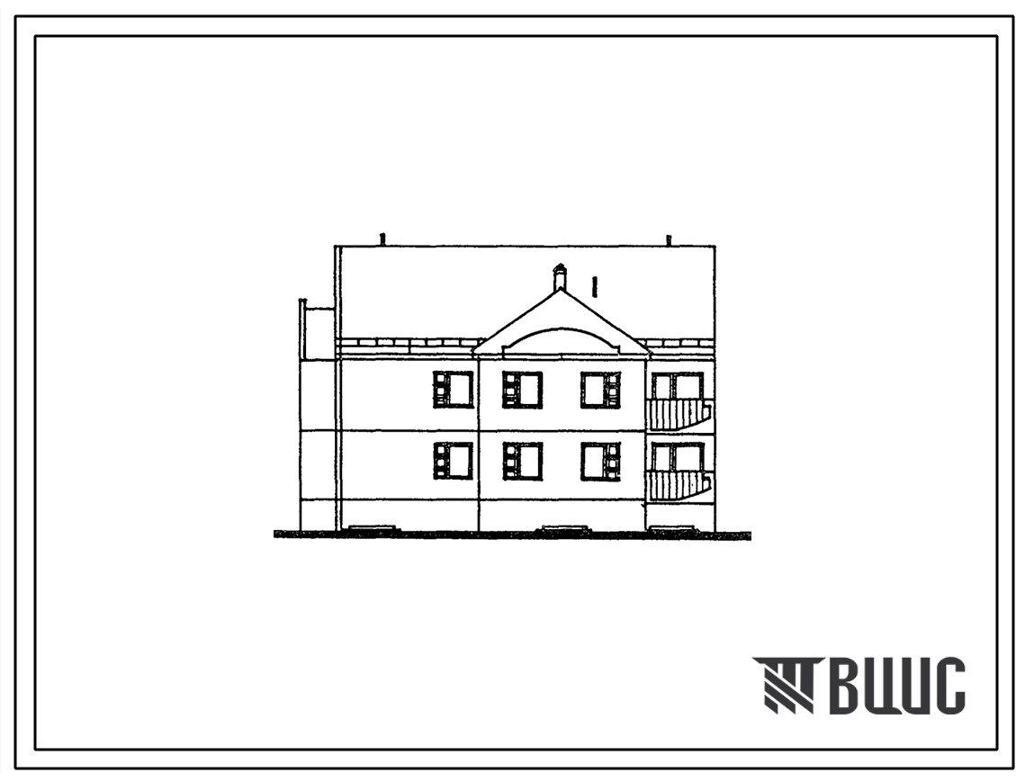 Типовой проект 104-085.13.88 Двухэтажная блок-секция торцевая левая на 6 квартир. Для Латвийской ССР