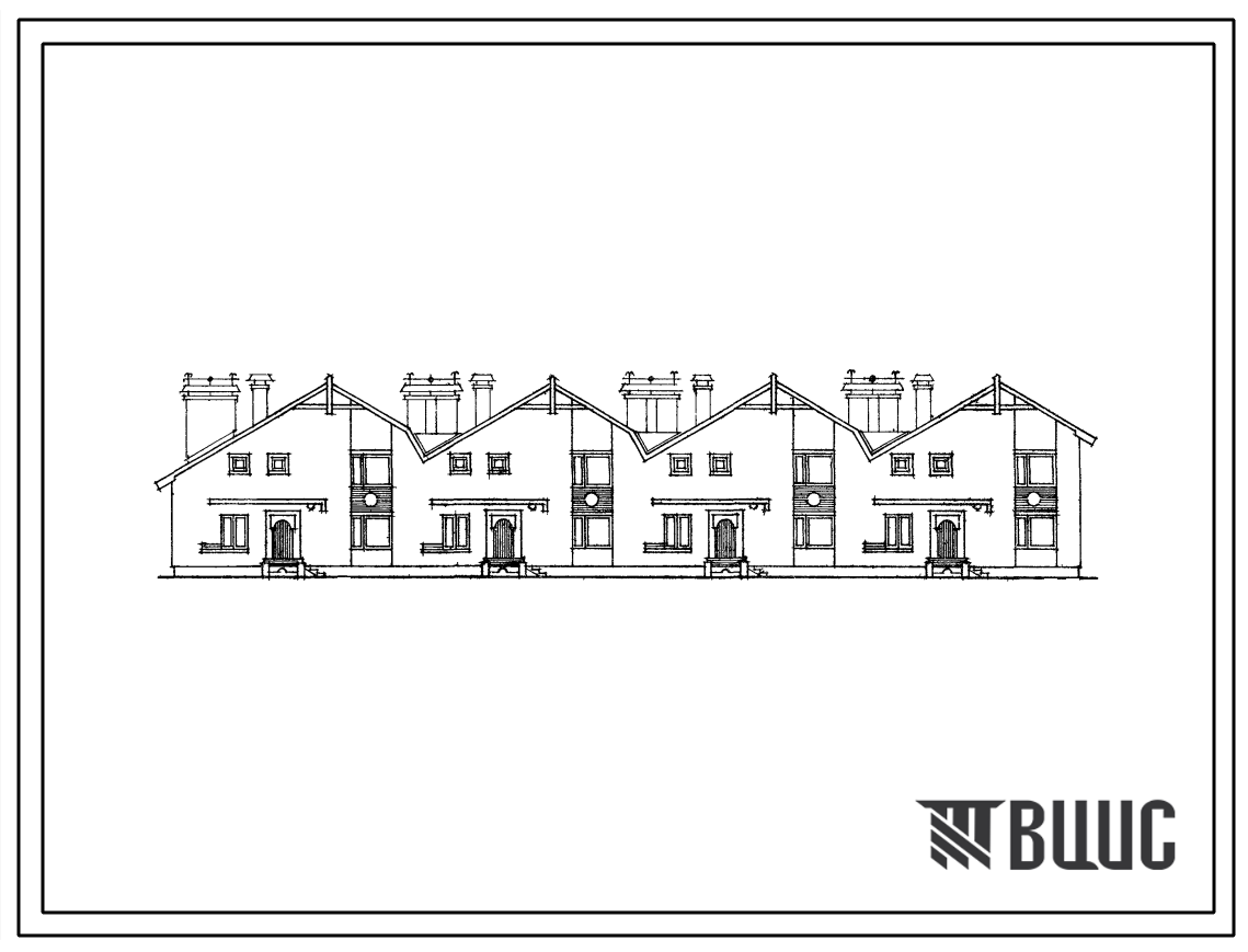 Типовой проект 144-206-2 Двухэтажный четырехквартирный жилой дом с четырехкомнатными квартирами 4Б в двух уровнях, для строительства в 3 климатическом районе