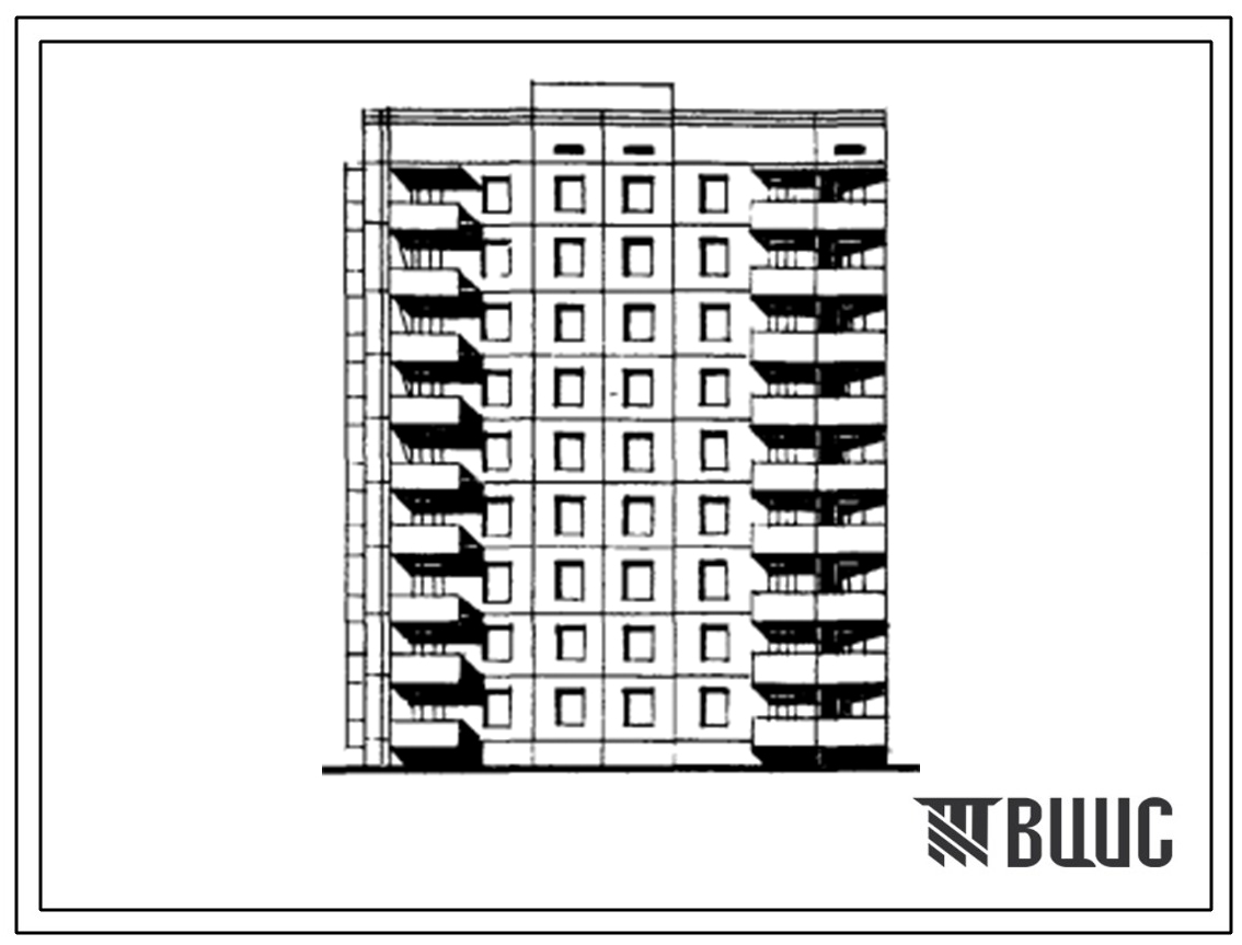 Типовой проект 125-047/1.2 Блок-секция девятиэтажная 36-квартирная угловая левая 2Б-2Б-3Б-3Б.