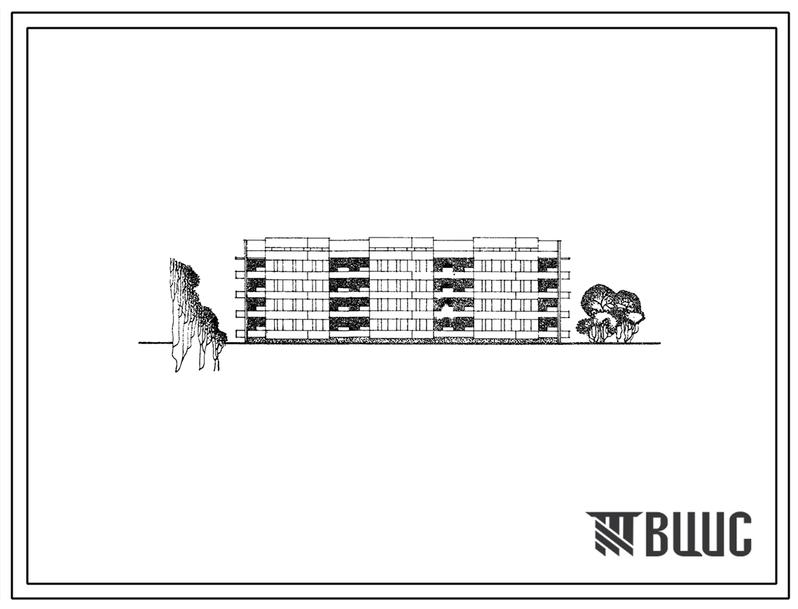 Типовой проект 111-26-29 Четырехэтажный трехсекционный жилой дом на 32 квартиры (однокомнатных 1Б-8, двухкомнатных 2Б-8, трехкомнатных 3А-12, четырехкомнатных 4Б-4). Наружные стены из аглопоритобетонных панелей.  Для строительства во 2 и 3 климатических р