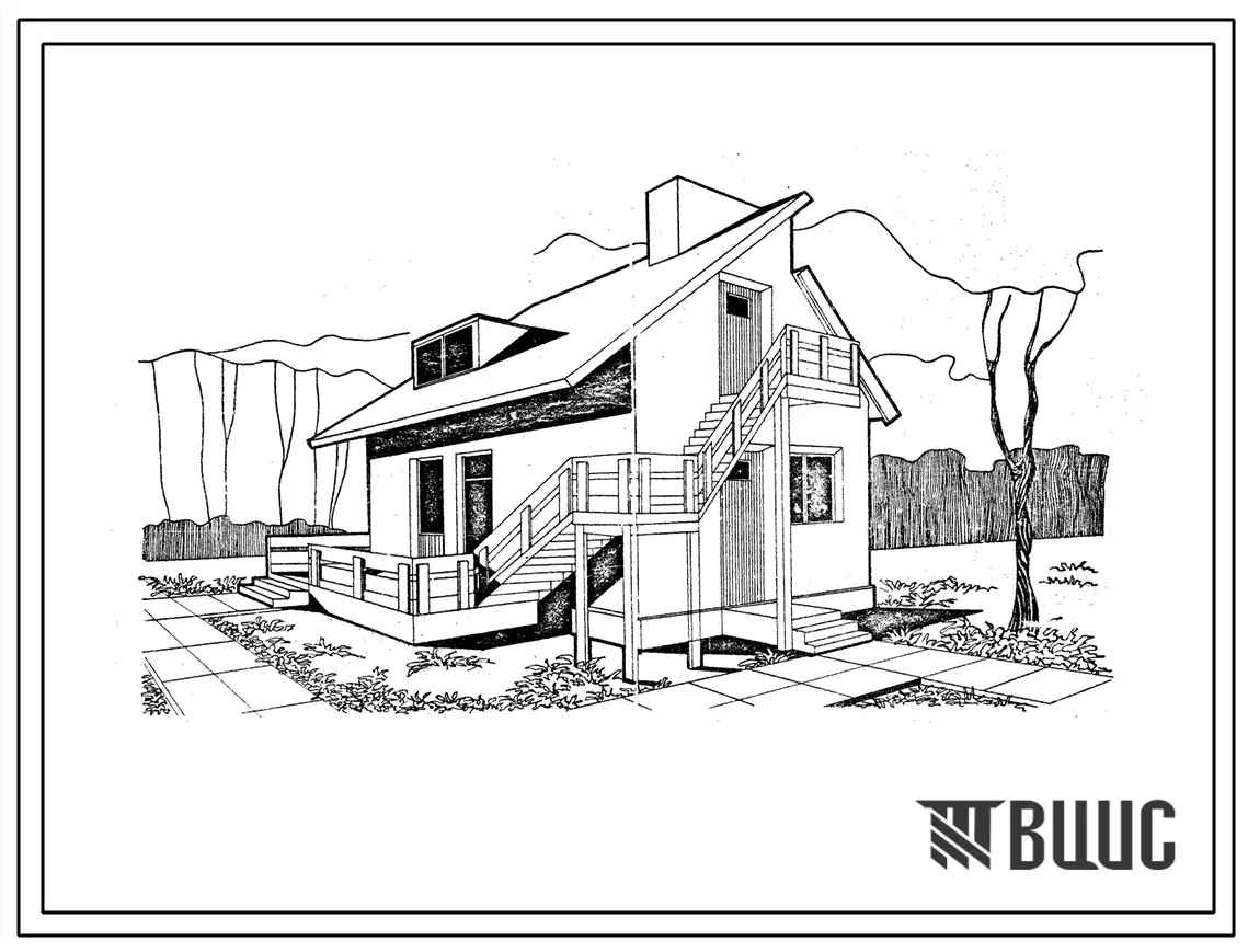 Типовой проект 184-000-24 Двухкомнатный садовый летний домик с мансардой. Для строительства в III климатическом районе.