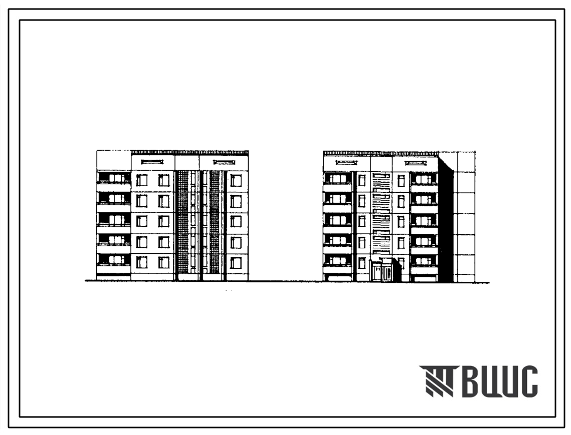 Типовой проект 135-0230с.85 5-этажная 10-квартирная поворотная с торцовым окончанием блок-секция 4Б-2Б (прямая)