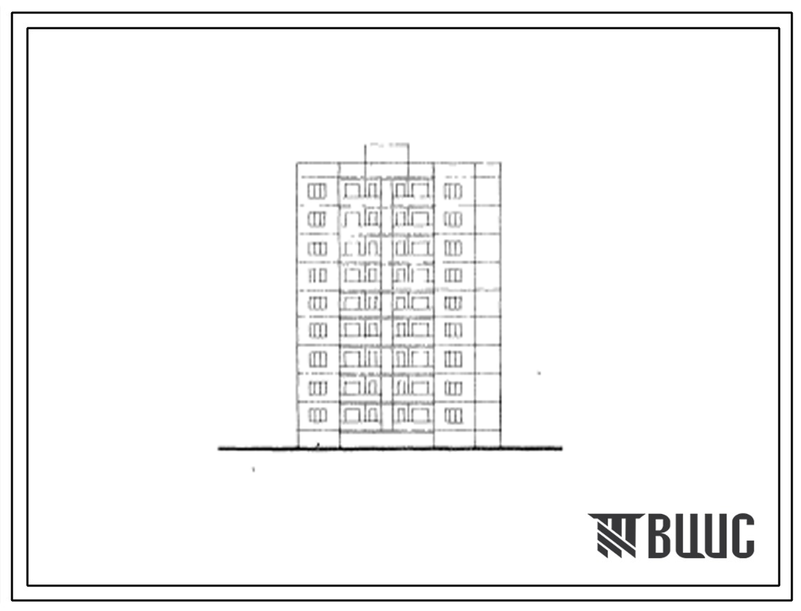 Типовой проект 127-023с Девятиэтажный торцовая блок-секция правая на 18 квартир (трехкомнатных 3А-9; четырехкомнатных 4Б-9) с шагом поперечных стен 3,0 и 4,8 м, для строительства в 4Б климатическом подрайоне Грузинской ССР, сейсмичностью 7 баллов