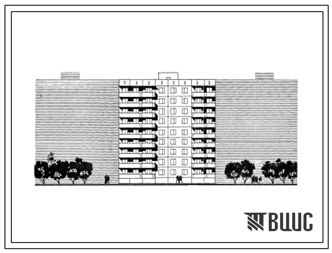 Типовой проект 95-012 Девятиэтажная крупнопанельная блок-секция рядовая левая на 36 квартир. Для строительства в Украинской ССР. Расчетная наружная температура -22С.