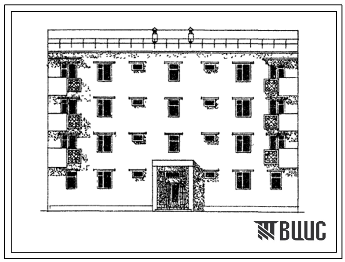 Типовой проект 77-0120сп.86 Блок-секция рядовая 4-этажная 8-квартирная 4Б-5Б