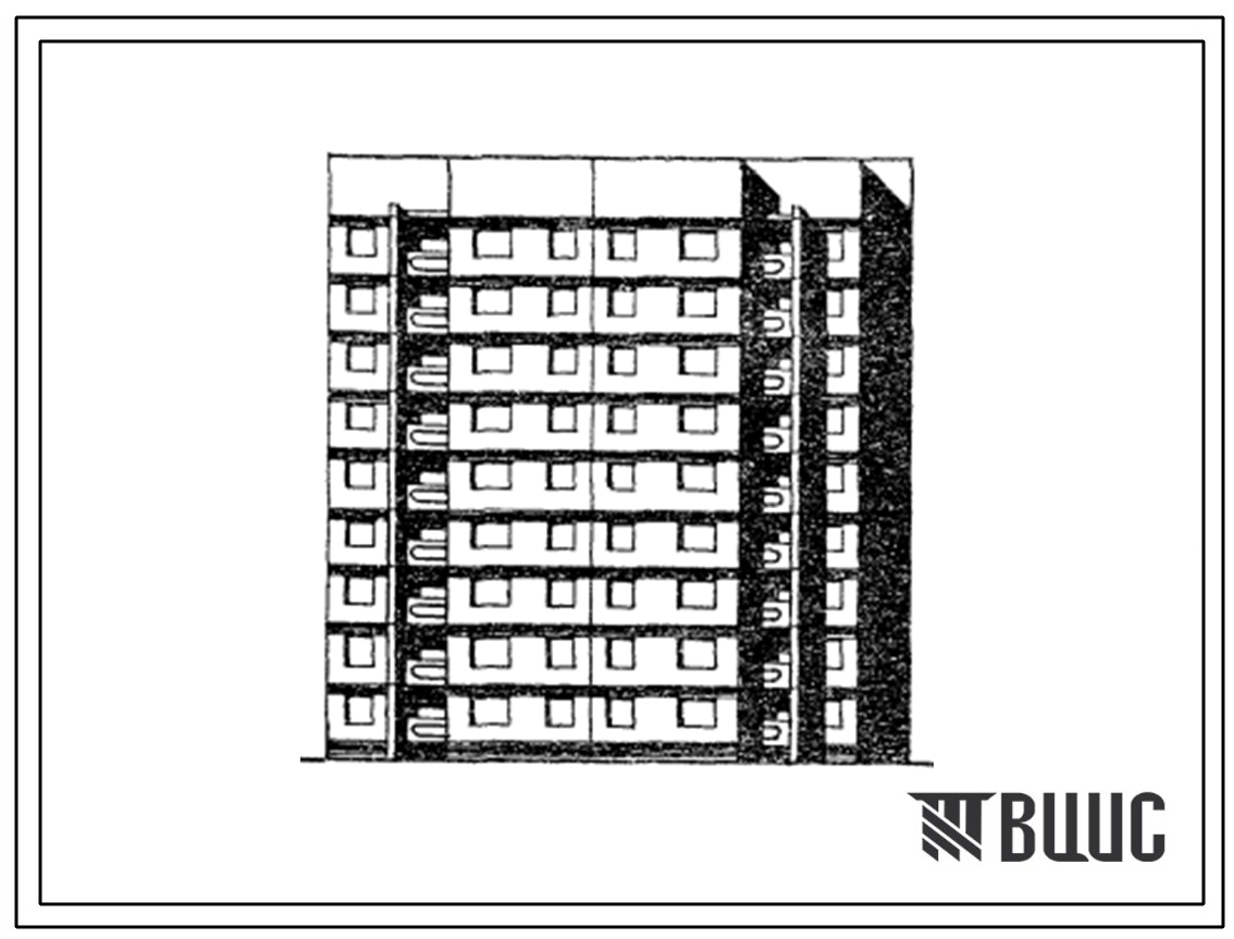 Типовой проект 152-025.13.86 9-этажная торцевая блок-секция на 36 квартир 2Б.2Б.3Б.4Б левая (для строительства в г. Лангепасе Тюменской области)