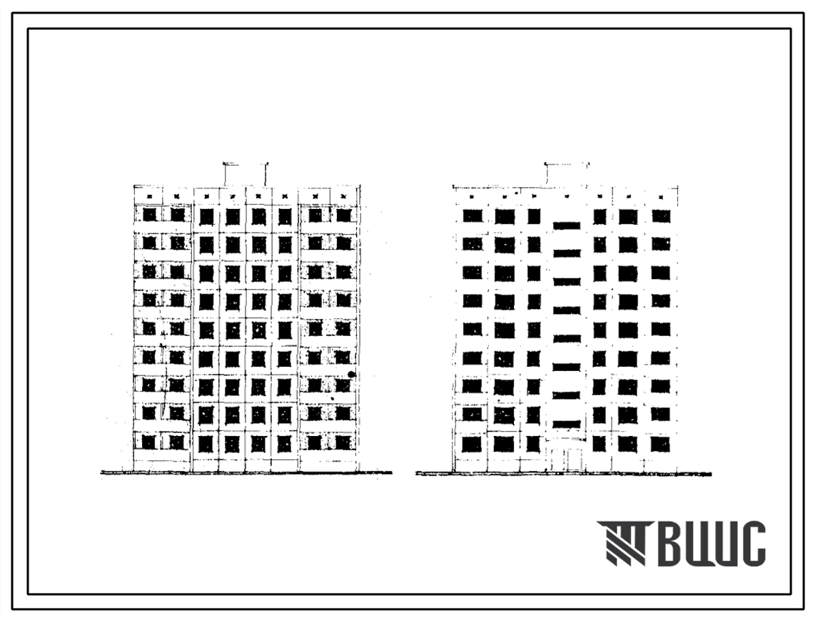 Типовой проект 1-464Д-0118 Девятиэтажная крупнопанельная торцевая (правая) блок-секция на 36 квартир. Ориентация широтная. Для строительства в районах с расчетной наружной температурой -39 0С.