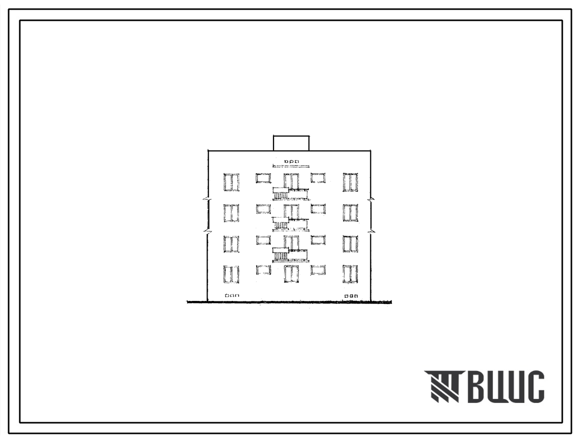 Типовой проект 109-016с Четырехэтажная одинарная блок-секция Р-3А.2Б на 8 квартир.