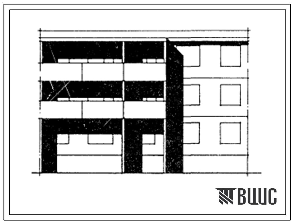 Типовой проект 104-051.85 Блок-секция рядовая с торцевыми окончаниями 3-этажная 6-квартирная. Для строительства во 2В климатическом подрайоне Латвийской ССР (восточная зона).