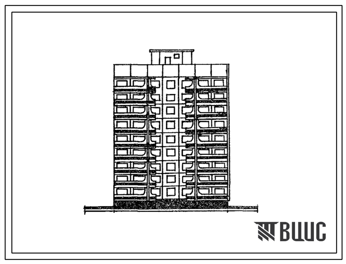 Типовой проект 121-0101.84 Блок-секция рядовая 9-этажная 36-квартирная 1Б-2Б-3Б-3Б. Для строительства в 3Б климатическом подрайоне Украинской ССР (г.Керчь).