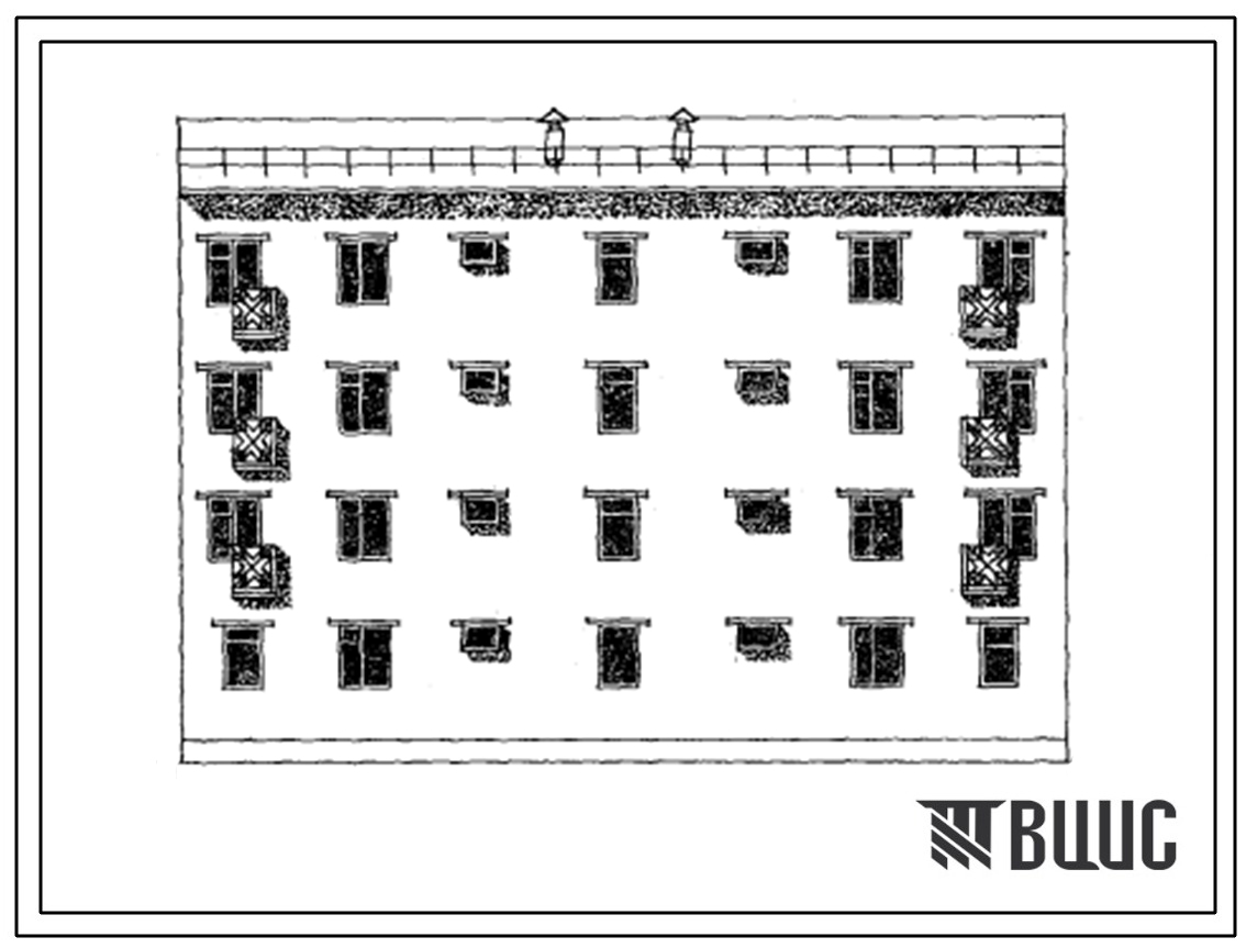 Типовой проект 77-0130сп.87 Блок-секция рядовая 4-этажная 8-квартирная 4Б-5Б