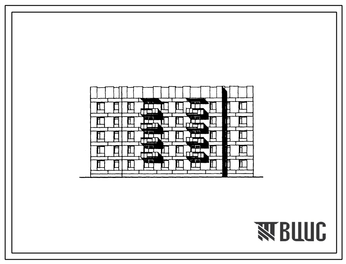 Типовой проект 174-014с.85 Блок-секция 5-этажная 2-секционная 30-квартирная рядовая-торцевая 2А.2Б.2Б-2А.2Б.2Б