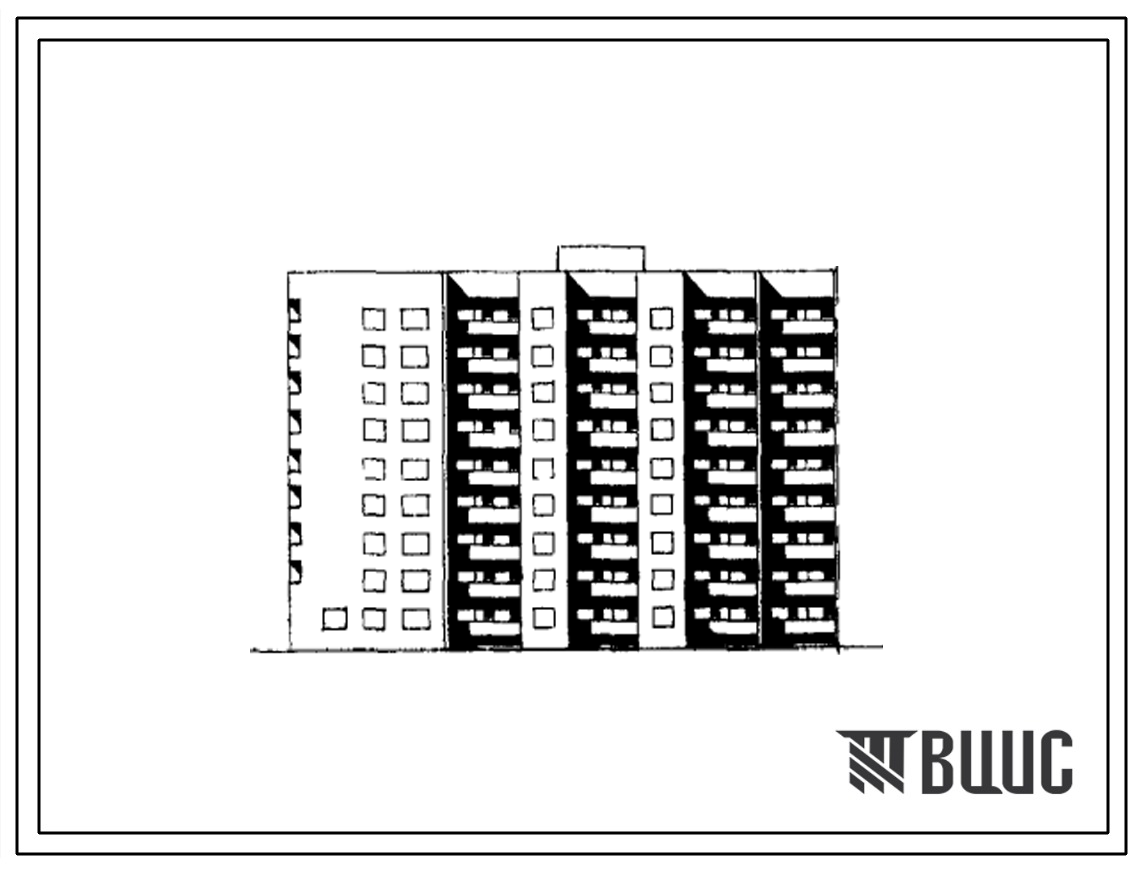 Типовой проект 124-022/1 Девятиэтажная блок-секция на 72 квартиры торцевая левая (однокомнатных 1Б — 11, двухкомнатных  2Б — 36, трехкомнатных 3Б — 25) со встроенными в 1 этаже подсобными помещениями для комплексного приемного пункта с мастерскими мелкого