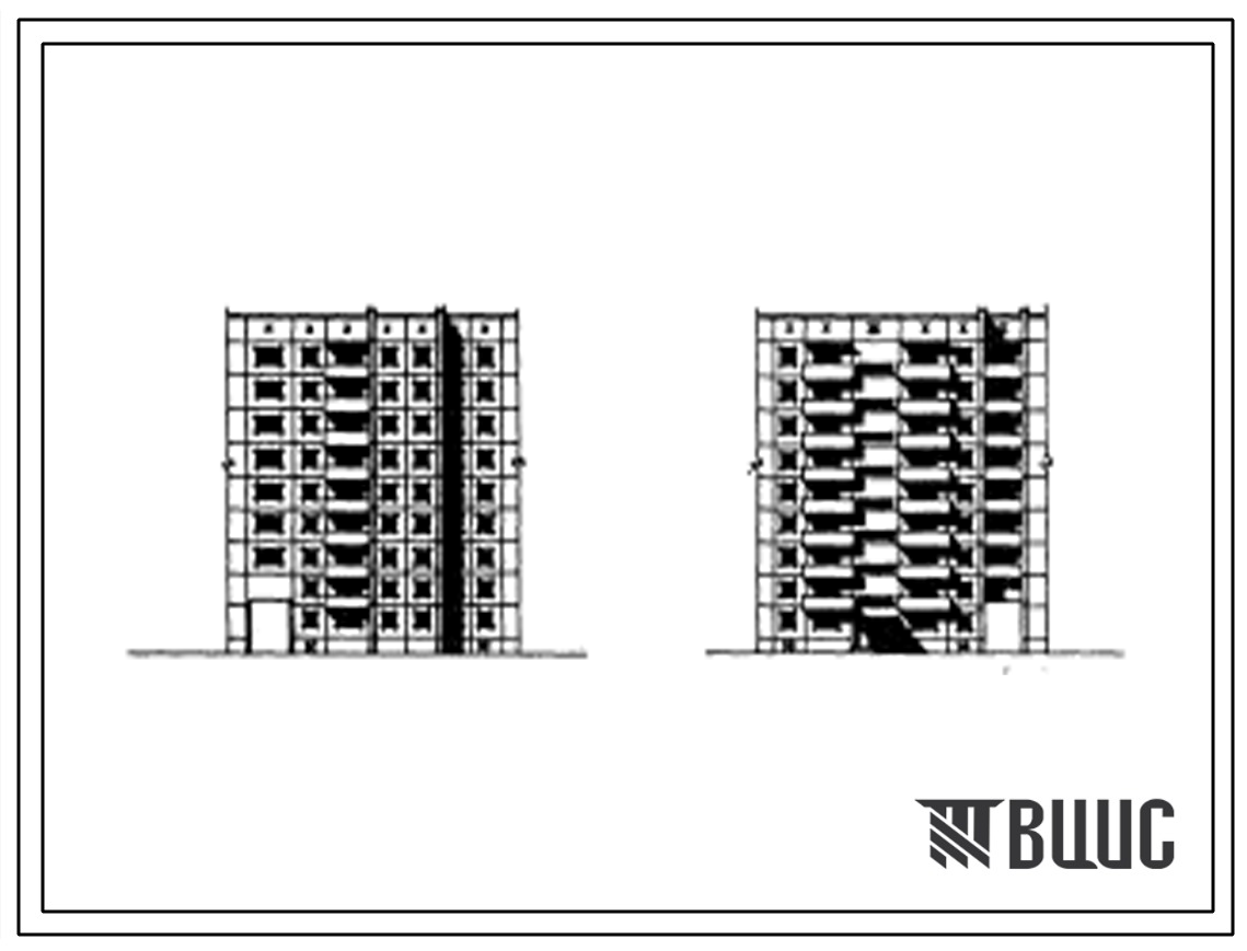 Типовой проект 97-027 Девятиэтажная 27 квартирная рядовая левая блок-секция с проездом 2Б, 3Б, 5Б.