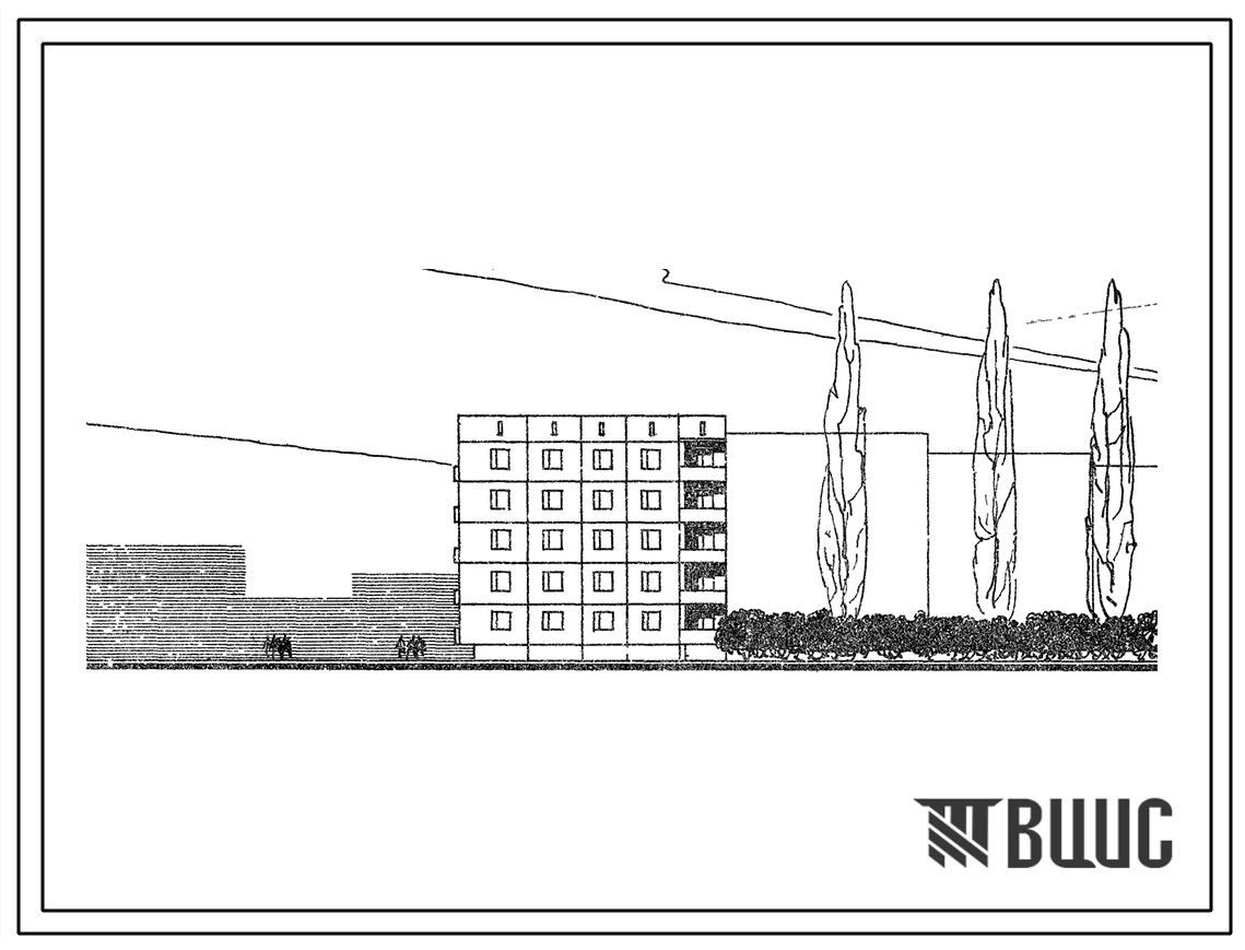 Типовой проект 95-04 5-этажная крупнопанельная блок-секция торцевая левая на 15 квартир для строительства в Украинской ССР. Расчетная температура -22С.