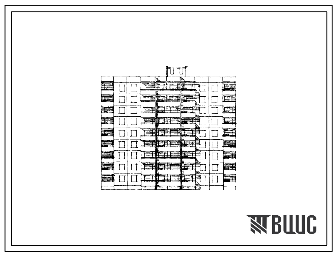 Типовой проект 90-041/1 Девятиэтажная блок-секция рядовая с торцевыми окончаниями для малосемейных на 81 квартиру (однокомнатных 1А-45, 1Б-27, двухкомнатных 2А-9). Для строительства в 1В климатическом подрайоне, 2 климатическом районе
