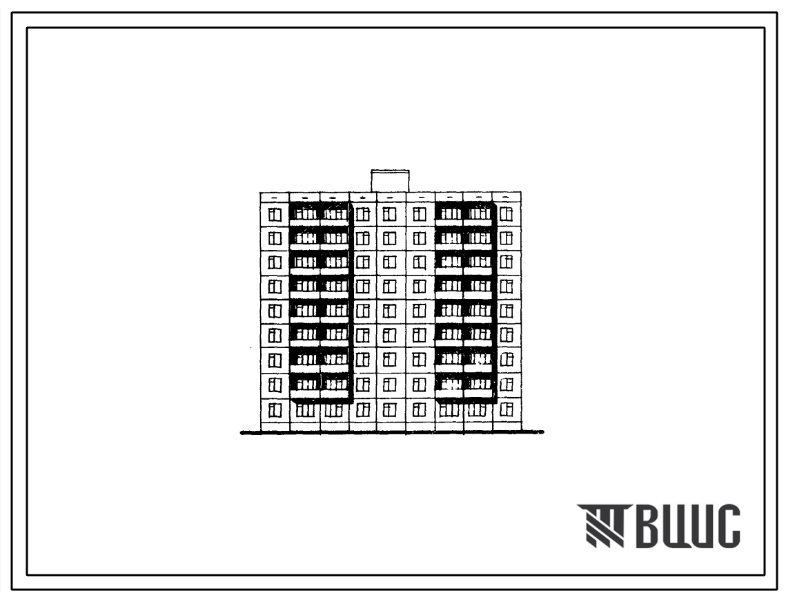Типовой проект 121-0100.84 9-этажная 71-квартирная рядовая торцевая блок-секция для малосемейных  1А-1А-1Б-1Б-1Б-1Б-2Б. Для строительства в 1В климатическом подрайоне Казахской ССР.