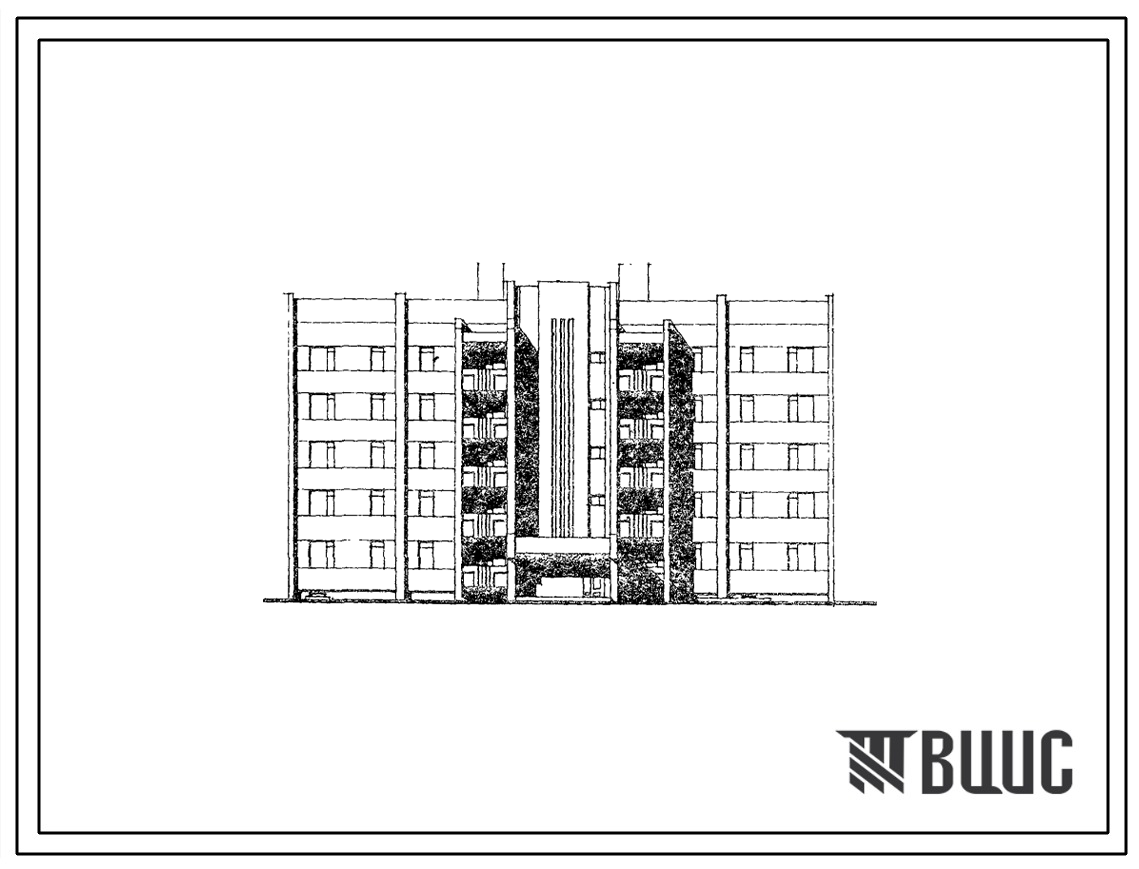 Типовой проект 181-01.85 5-этажная рядовая с торцевыми окончаниями блок-секция на 40 квартир для малосемейных. Для строительства во 2В климатическом подрайоне Белорусской ССР.