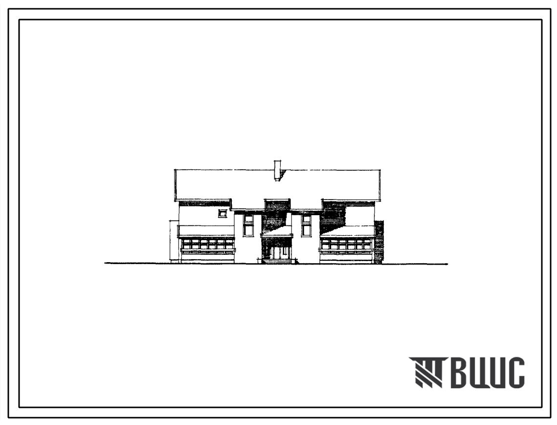 Типовой проект 144-12-156 Двухэтажный двухквартирный блокированный дом с квартирами типа 5Б в двух уровнях.