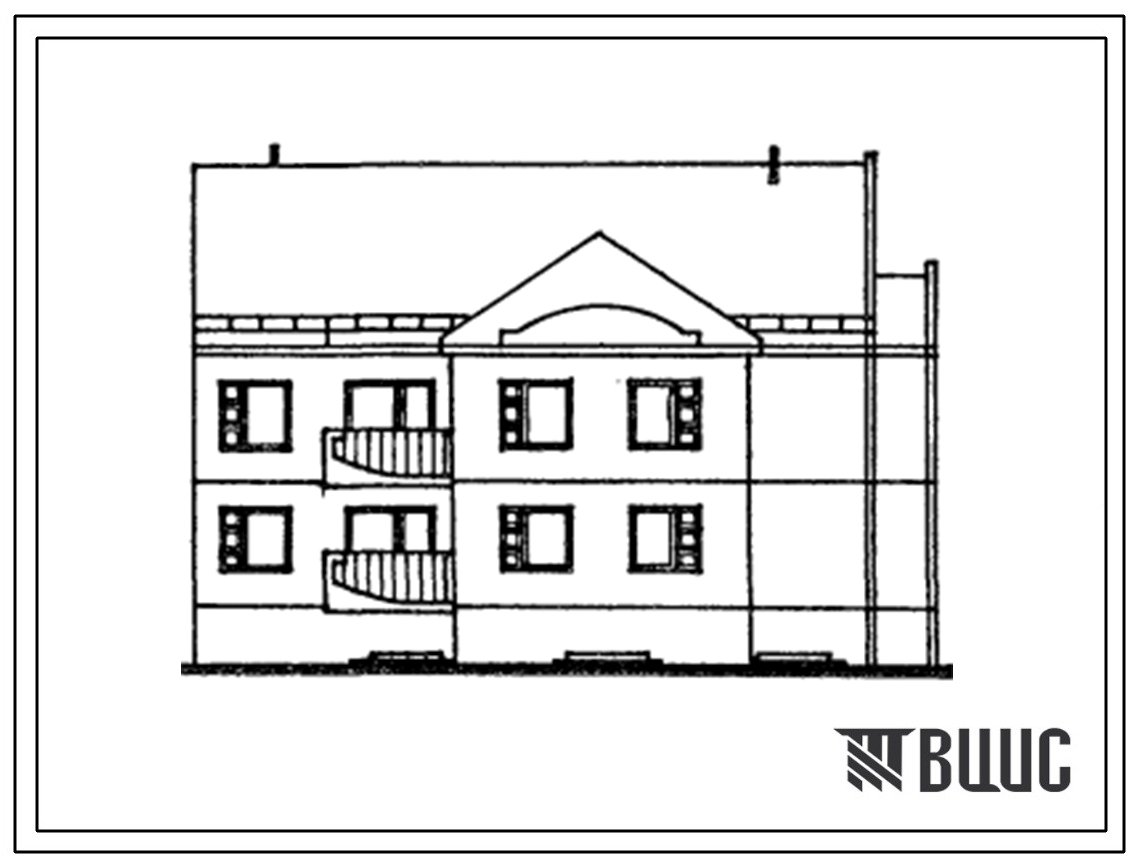 Типовой проект 104-086.13.88 Двухэтажная блок-секция торцевая правая на 6 квартир. Для Латвийской ССР