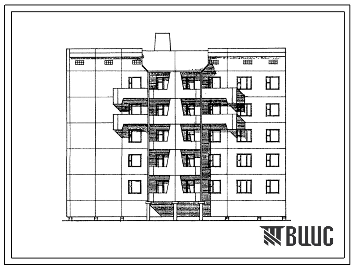 Типовой проект 112-027м.13.86 Блок-секция торцевая левая 5-этажная 19-квартирная 1Б-2Б-3Б-4Б. Для Якутской АССР