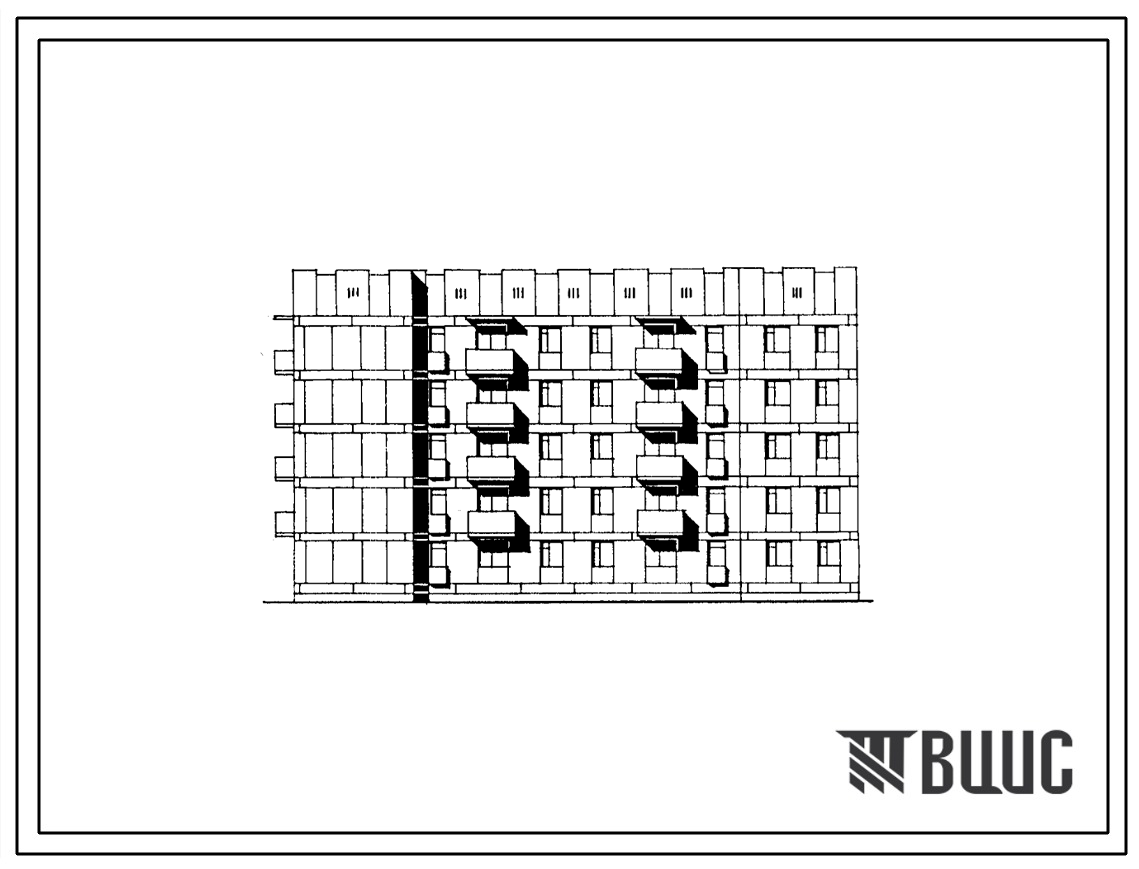 Фасады Типовой проект 174-018с.85 Блок-секция 5-этажная 2-секционная 35-квартирная торцовая левая 1А.1А.1Б.2Б.1А.2А.3Б
