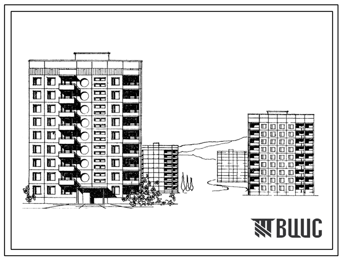 Типовой проект 135-036с 9-этажная 27-квартирная торцевая блок-секция 2Б.3А.4Б (правая)