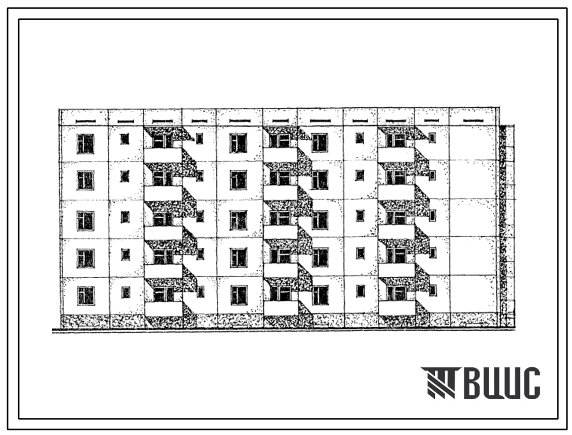 Типовой проект 69-032.13.87 Пятиэтажная блок-секция двойная с приставной лоджией справа на 20 квартир. Для Казахской ССР