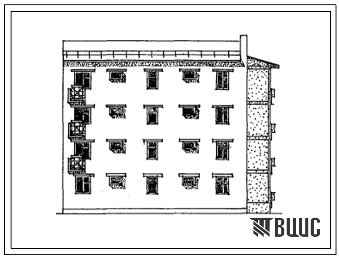 Типовой проект 77-0128сп.87 Блок-секция 4-этажная 8-квартирная 3А-2Б торцовая правая