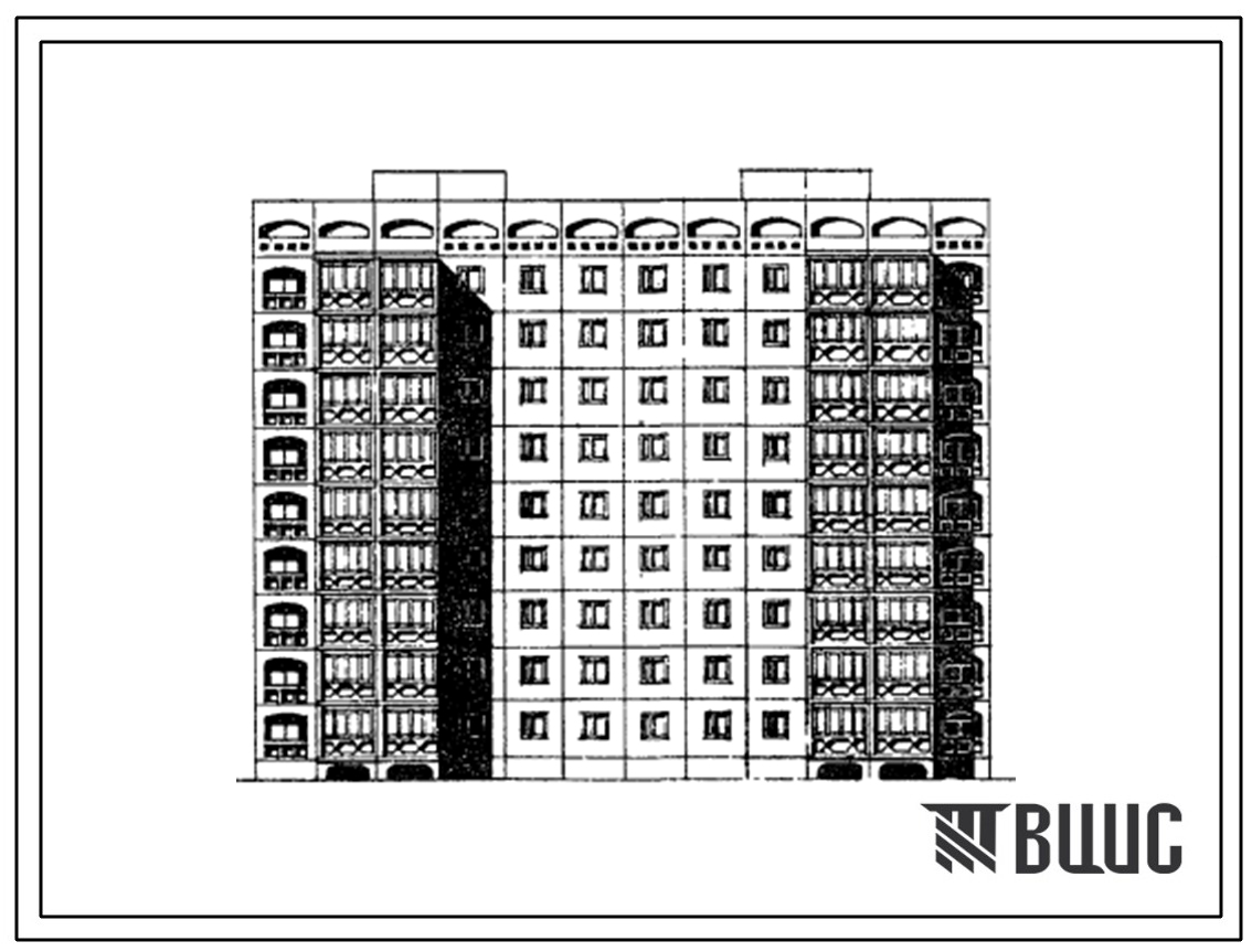 Типовой проект 148-058сп.13.86 Блок-секция 9-этажная 36-квартирная рядовая 5Б-3Б-3Б-5Б (для г. Ташкента)