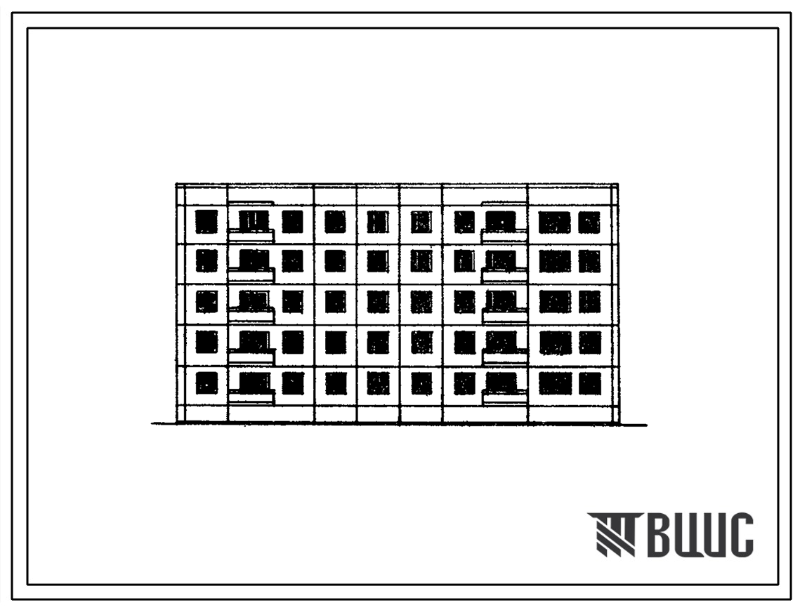 Типовой проект 83-06/1 Пятиэтажная 25 квартирная торцовая блок-секция 1Б,2Б,2Б-2Б,5Б (правая).