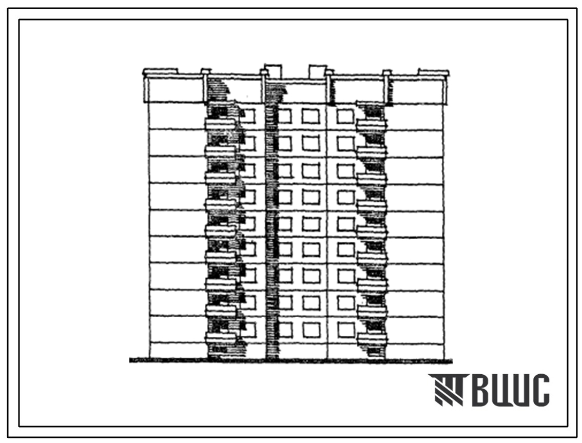 Типовой проект 120-026.2 Блок-секция 9-жтажная 36-квартирная с торцевыми стенами 2Б-2Б-2Б-3Б. Для городского строительства в Литовской ССР