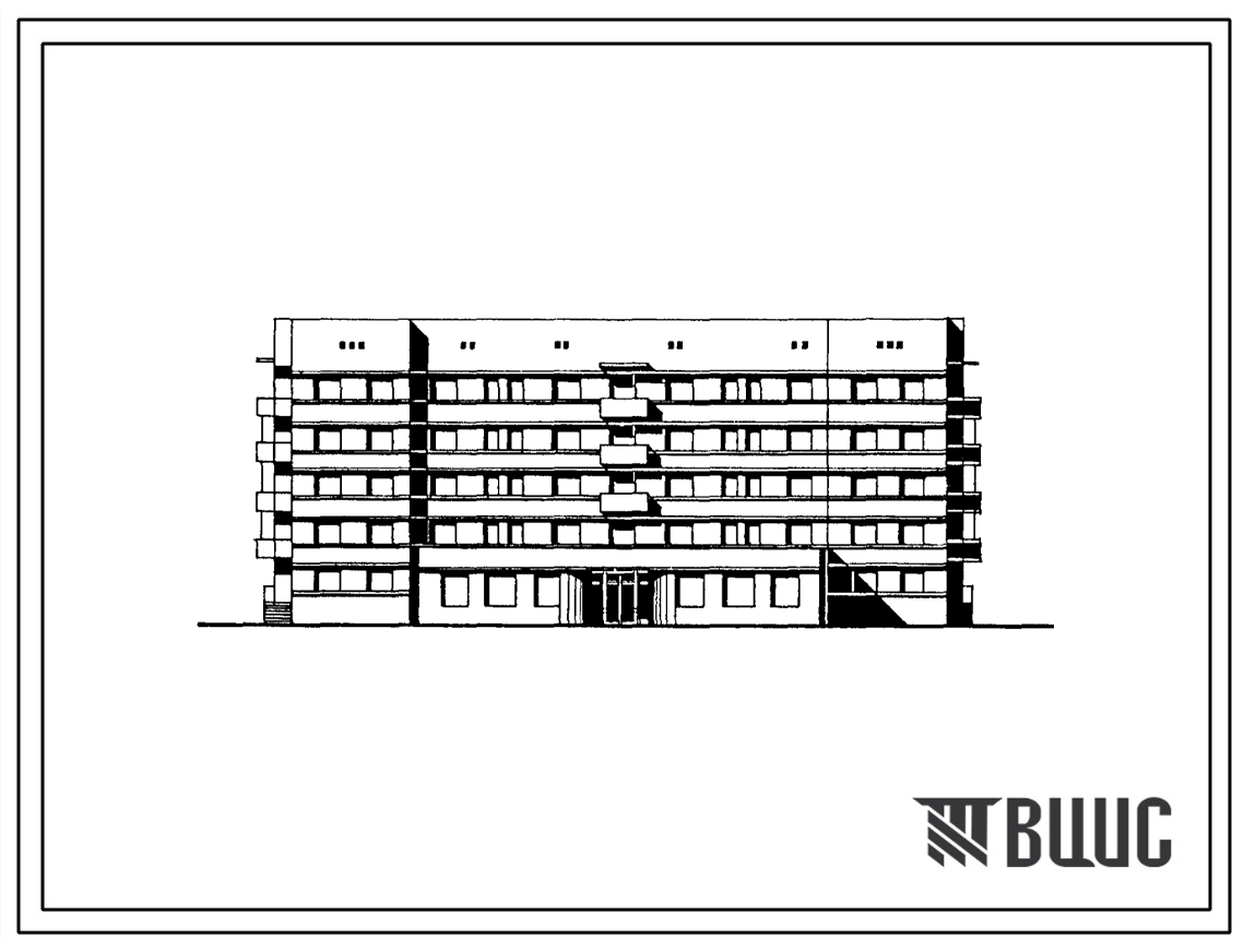 Фасады Типовой проект 164-114-45с.85 Пятиэтажное общежитие для рабочих и служащих на 198 человек