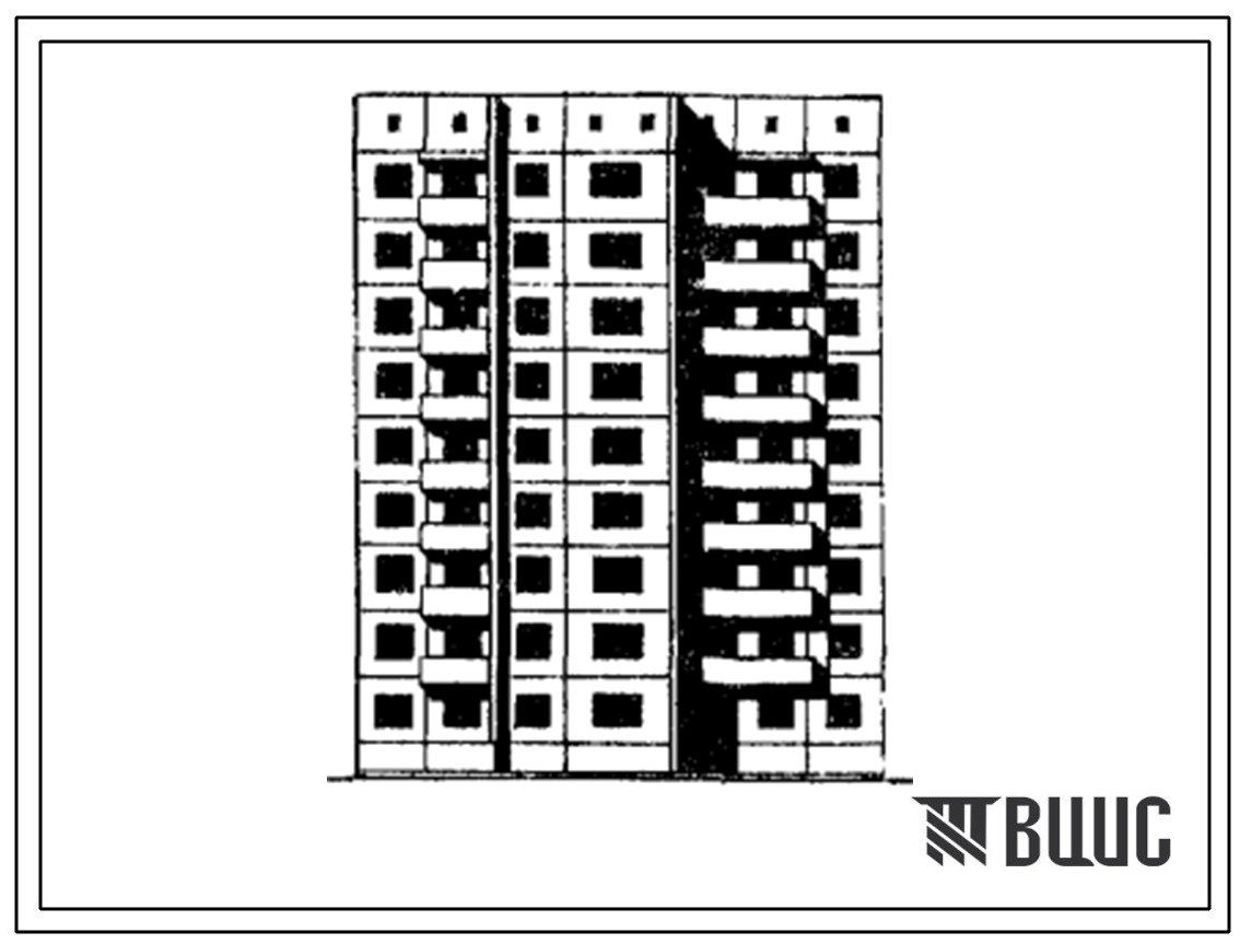 Типовой проект 97-063/1 Блок-секция 9-этажная рядовая левая с торцовыми окончаниями на 36 квартир (однокомнатных 1А-9, 1Б-9, двухкомнатных 2Б-9, четырёхкомнатных 4Б-9).Для строительства в 1В климатическом подрайоне г.Новокузнецка.