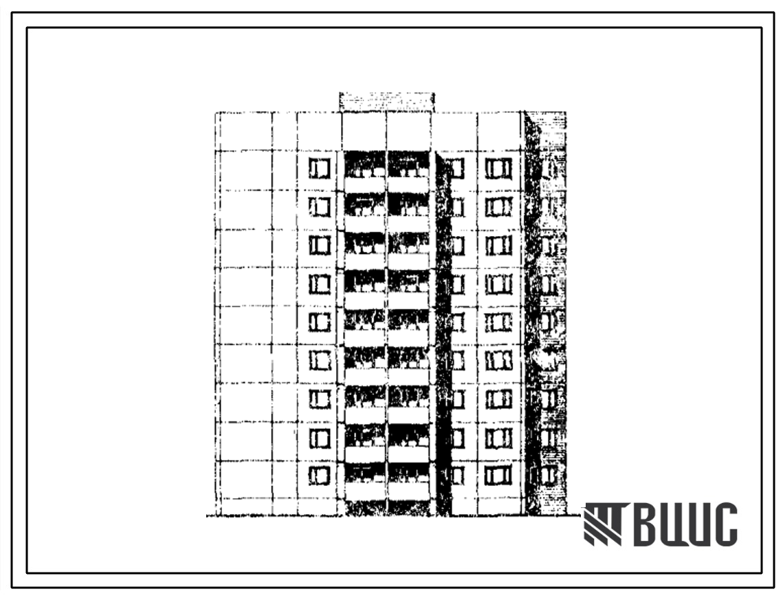 Типовой проект 91-043.85 Девятиэтажная блок-секция торцевая левая на 36 квартир. Для строительства в Курской и Белгородской областях