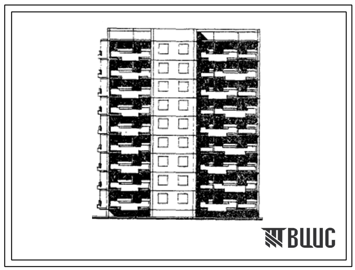 Типовой проект 92-025с/1 Блок-секция 9-этажная 36-квартирная торцовая левая 1Б-2Б-2Б-3Б