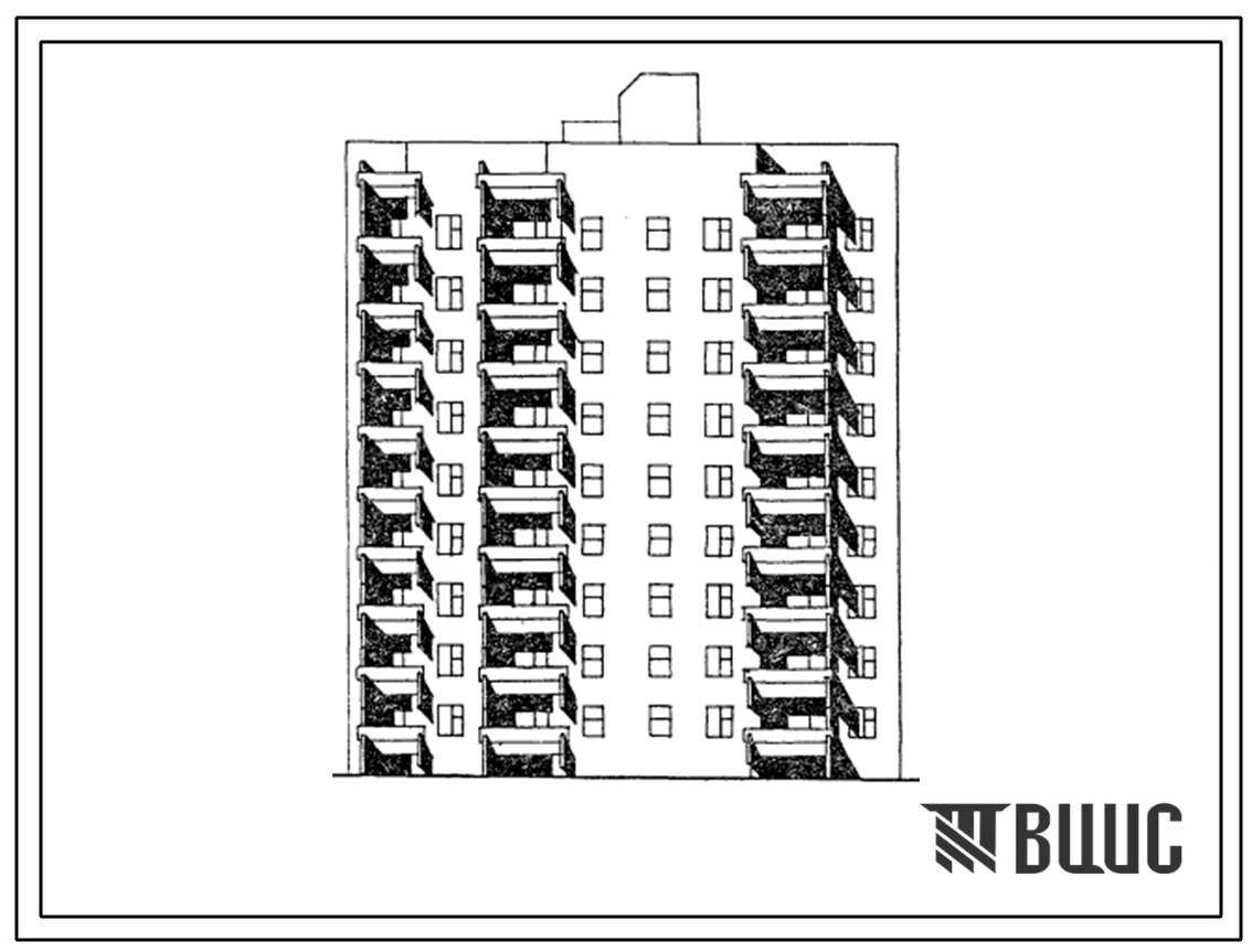Типовой проект 177-03пв.85 9-этажная блок-секция рядовая 1Б-2Б-3Б-4Б (левая) 35-квартирная. Для строительства во 2 и 3 климатических районах на грунтах 2 типа просадочности и подрабатываемых территориях.