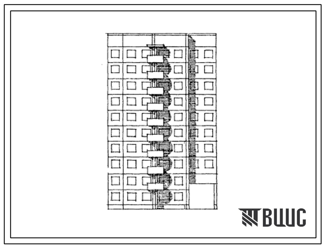 Типовой проект 141-024.13.87 Блок-секция 10-этажная 28-квартирная рядовая с торцовым окончанием слева с проездом 2-3-4. Для города Свердловска