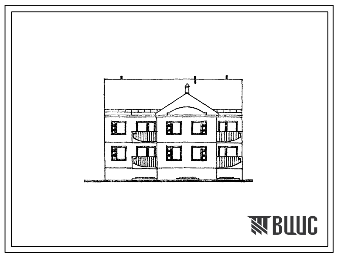 Типовой проект 104-083.13.88 Двухэтажная блок-секция рядовая на 6 квартиры. Для Латвийской ССР