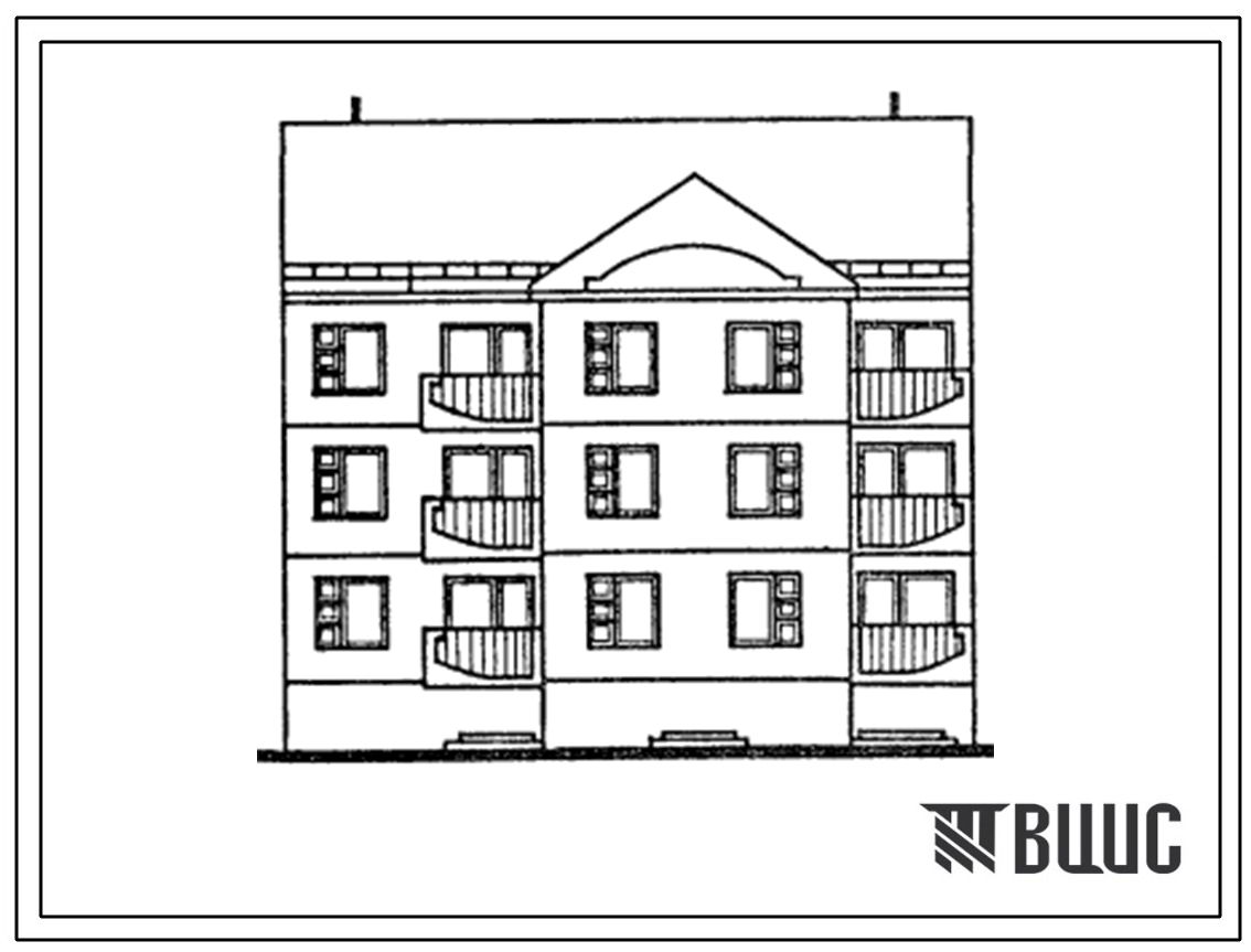 Типовой проект 104-087.13.88 Трехэтажная блок-секция рядовая на 6 квартир. Для Латвийской ССР