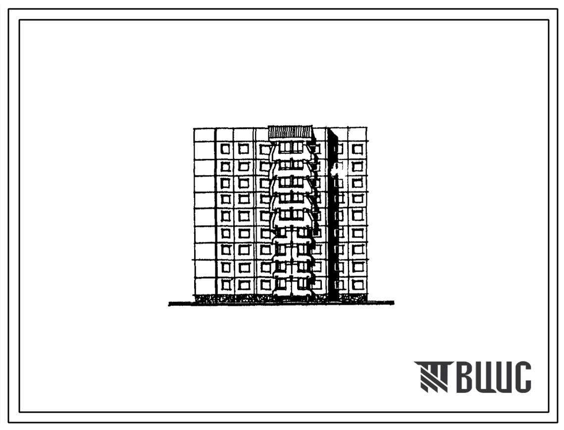 Типовой проект 122-0101см.13.89 Блок-секция поворотная с внутренним углом 45 левая 9-этажная 36-квартирная 2-2-3-4 (для строительства в г. Магадане)