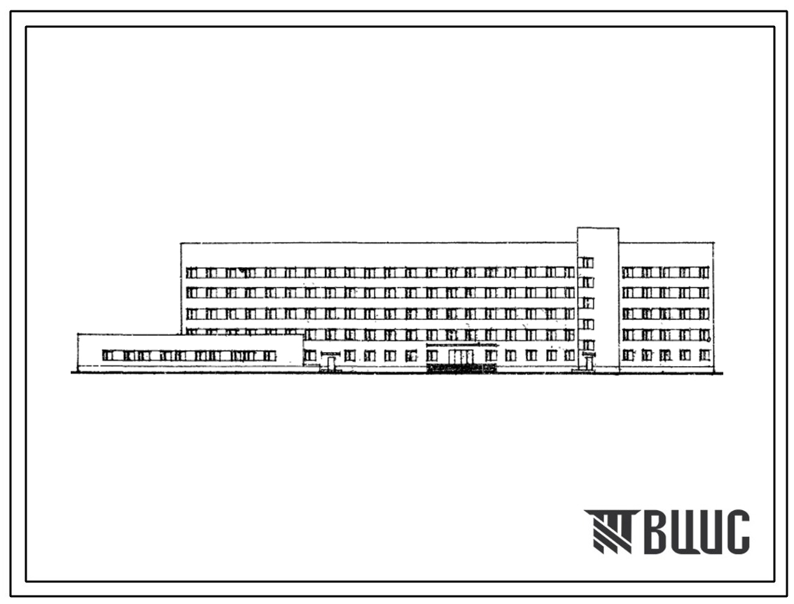 Фасады Типовой проект 254-1-25 Акушерский корпус на 120 коек для расширения существующих больниц. Для строительства в 1В подрайоне, 2 и 3 климатических районах.