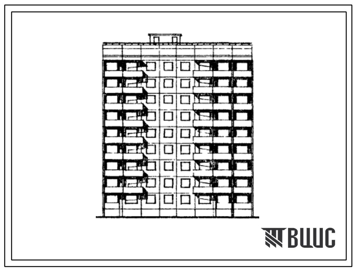 Типовой проект 94-047/1 Блок-секция 9-этажная 36-квартирная поворотная левая рядовая, с торцевым окончанием. 1Б-2Б-3А-4Б