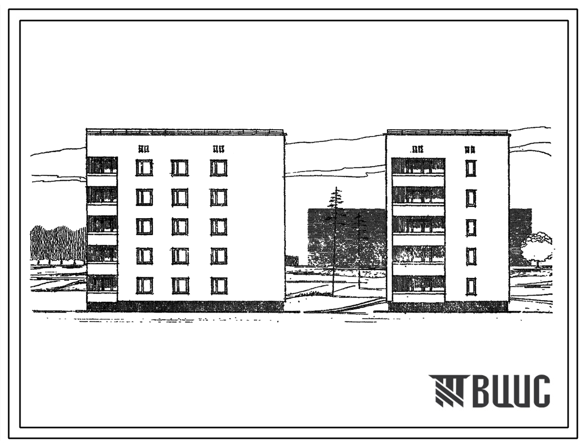 Типовой проект 87-097 Унифицированная блок-секция пятиэтажного дома торцовая правая на 15 квартир (однокомнатных 1Б-5, двухкомнатных 2Б-5, трехкомнатных 3Б-5). Для строительства на неравномерно сжимаемых грунтах, на просадочных грунтах, над горными вырабо