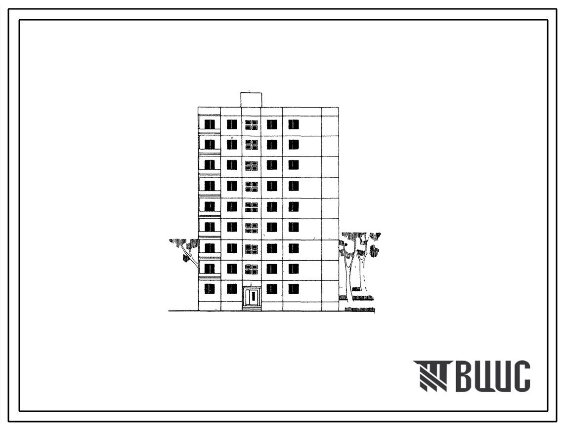 Типовой проект 1-464АС-082 Девятиэтажная торцевая блок-секция правая на 27 квартир (двухкомнатных 2Б-18, трехкомнатных 3Б-9). Для строительства в 4 климатическом районе Грузинской ССР сейсмичностью 7 баллов