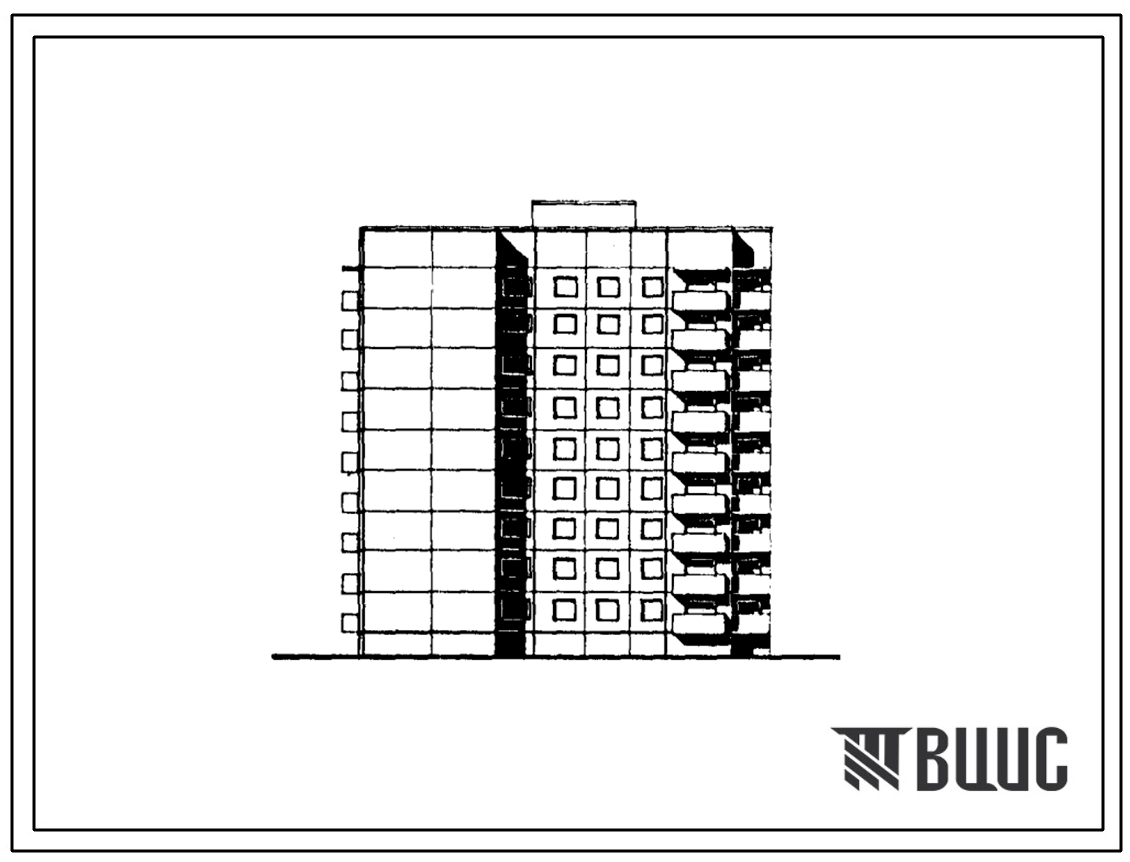 Типовой проект 90-0262.1.13.89 Блок-секция 9-этажная 36-квартирная Т-образная левая 3-3-4-4 (для строительства в г. Омске и Омской области)