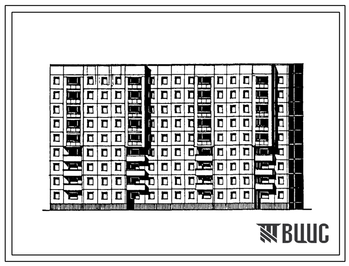 Типовой проект 97-0224.86 Девятиэтажная блок-секция поворотная на 72 квартиры