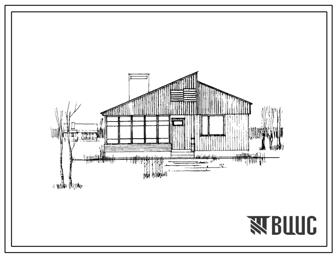 Типовой проект 186-14-12 Одноэтажный одноквартирный четырехкомнатный дом панельно-деревянной конструкции.