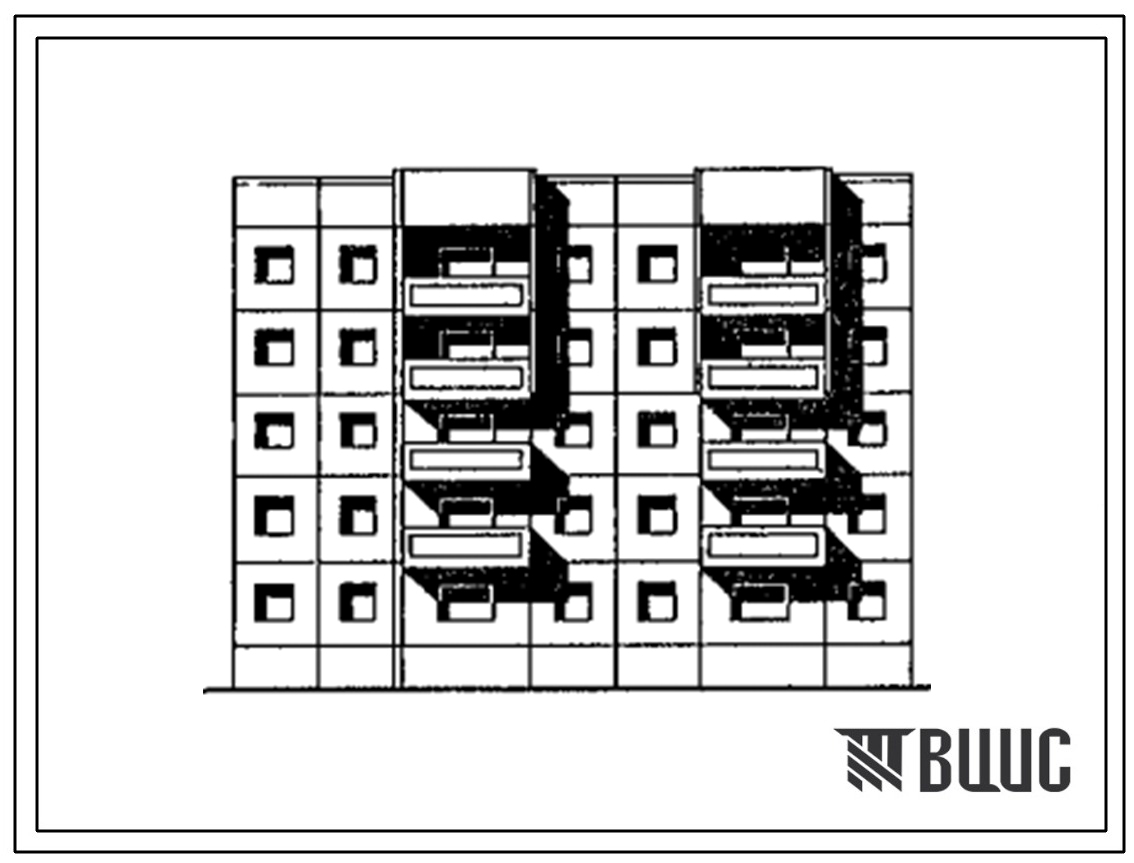 Типовой проект 97-0306.87 Блок-секция 5-этажная 20-квартирная рядовая широтная левая 1-2-3-3
