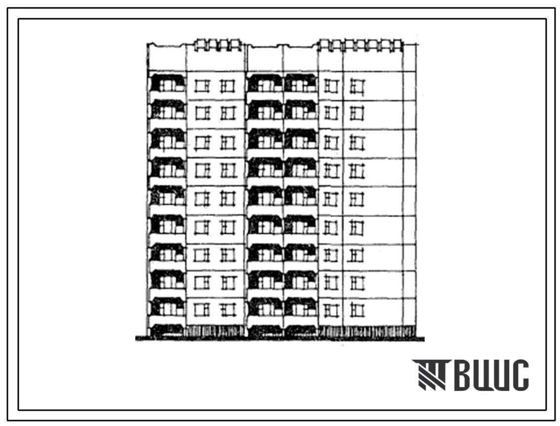 Типовой проект 84-045.85 9-этажная блок-секция на 36 квартир торцевая правая. Для строительства во 2В климатическом подрайоне (г.Львов и Львовская область).